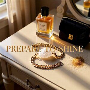 Holy Cow! Huge!!! Crackle Glass Focal Bead w. Gold Plated Chain! Sexy & Trendy